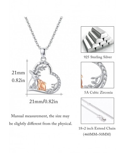 Mother's Day Gifts Bunny Necklace 925 Sterling Silver Rabbit Pendant with I Love You Forever Cute Animal Jewelry $29.85 Penda...