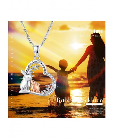 Mother's Day Gifts Bunny Necklace 925 Sterling Silver Rabbit Pendant with I Love You Forever Cute Animal Jewelry $29.85 Penda...