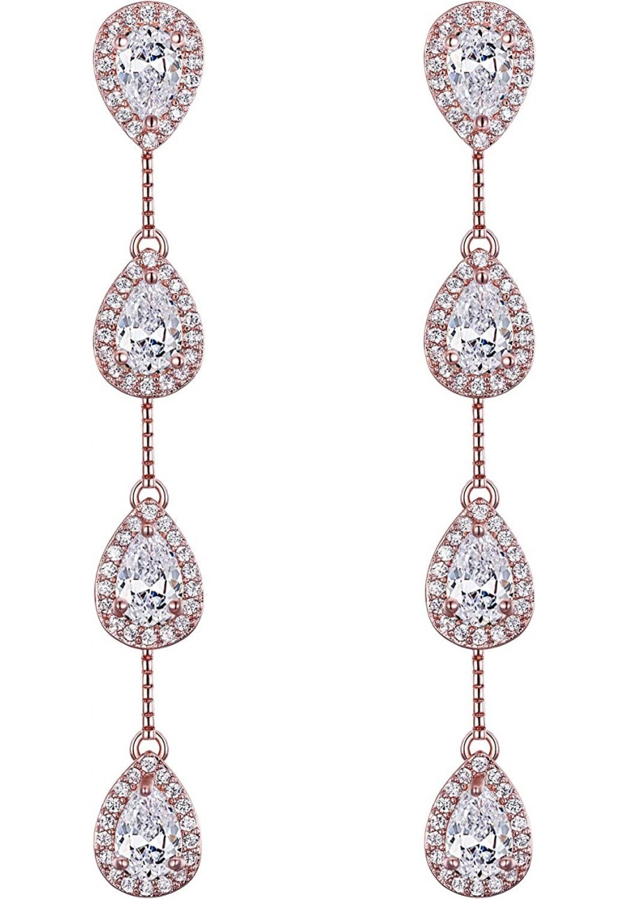 Women's Teardrop Chandelier Dangle Earrings Cubic Zirconia Wedding Bridal Long Drop Earrings $15.77 Drop & Dangle