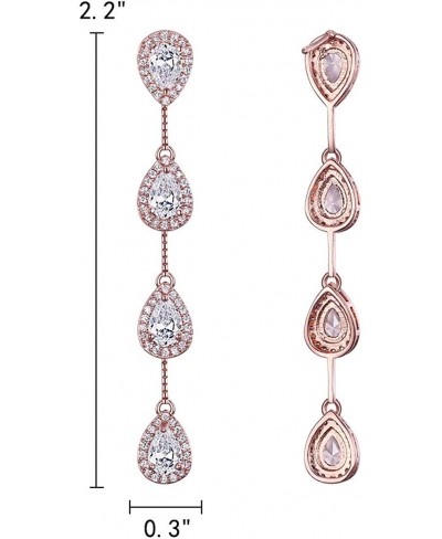 Women's Teardrop Chandelier Dangle Earrings Cubic Zirconia Wedding Bridal Long Drop Earrings $15.77 Drop & Dangle