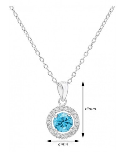 Sterling Silver Simulated Aquamarine March CZ Birthstone Halo Pendant $20.81 Pendants & Coins