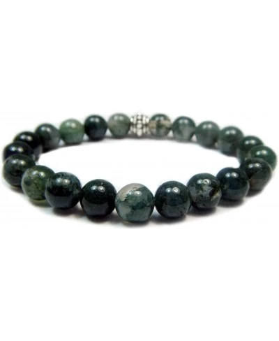 Moss Agate 8mm Round Genuine Crystal Gemstone Beaded Bracelet on Elastic Cord $12.66 Stretch