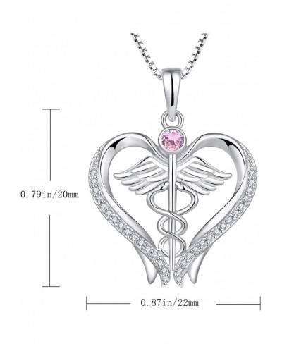 Caduceus Pendant Necklace 925 Sterling Silver Heart Angel Wings Nurse Jewelry Gifts for Doctor Graduation Medical Student $37...