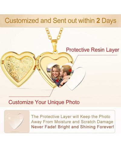 Personalized Heart Locket Necklace with Pictures Sunflower/Angel Wing Locket Pendant Custom Photo Gold/Rose Gold Lockets That...