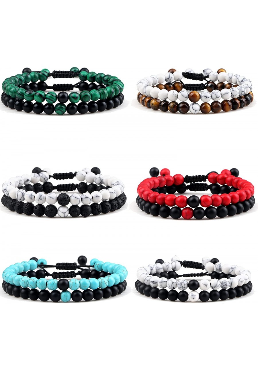 12Pcs 6mm Lava Rock Natural Stone Beaded Anxiety Stretch Elastic Yoga Healing Bracelet for Men Women Aromatherapy Essential O...