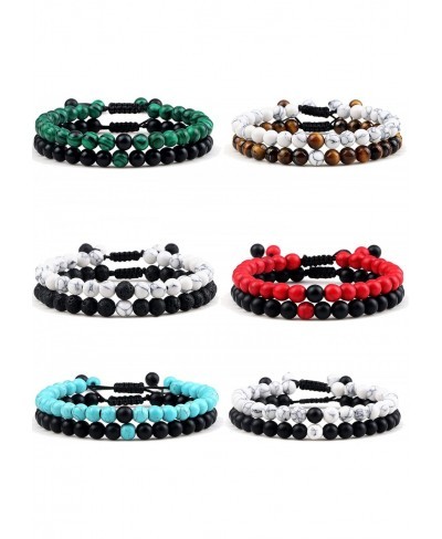 12Pcs 6mm Lava Rock Natural Stone Beaded Anxiety Stretch Elastic Yoga Healing Bracelet for Men Women Aromatherapy Essential O...