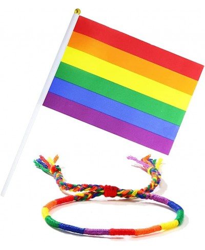 Rainbow LGBT Pride Bracelets Gay & Lesbian Pride Flag with Friendship Bracelet String Handmade Braided Adjustable Rainbow Bra...