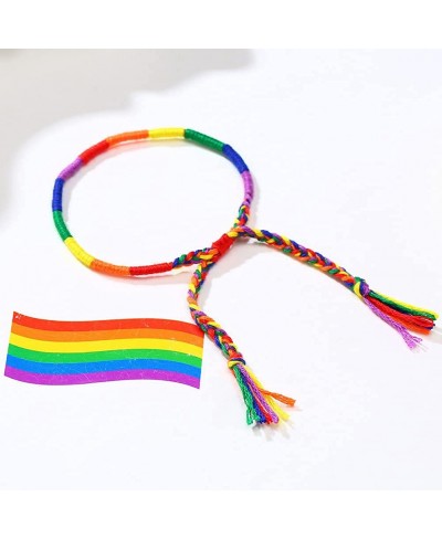 Rainbow LGBT Pride Bracelets Gay & Lesbian Pride Flag with Friendship Bracelet String Handmade Braided Adjustable Rainbow Bra...