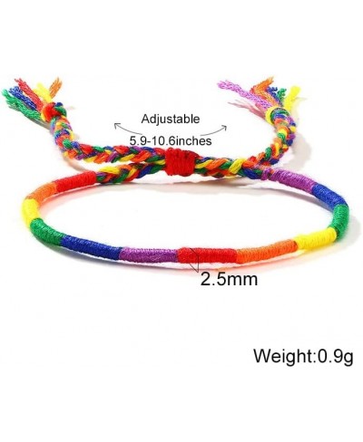 Rainbow LGBT Pride Bracelets Gay & Lesbian Pride Flag with Friendship Bracelet String Handmade Braided Adjustable Rainbow Bra...