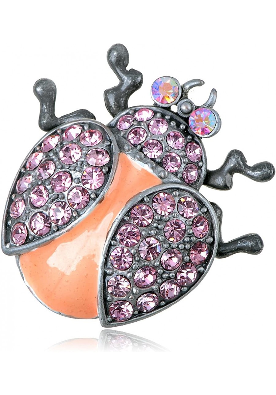 Fun Rose Pink Crystal Rhinestone Ladybug Insect Jewelry Pin Brooch $10.84 Brooches & Pins