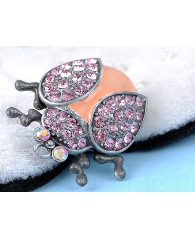 Fun Rose Pink Crystal Rhinestone Ladybug Insect Jewelry Pin Brooch $10.84 Brooches & Pins