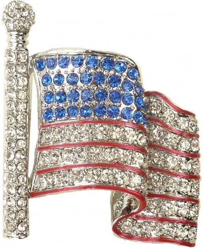 American Flag Waving Rhinestone Pin Brooch $18.34 Brooches & Pins