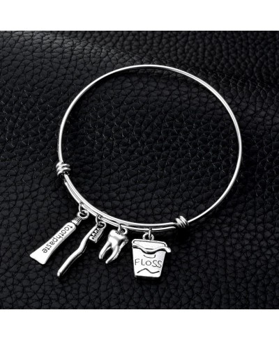 Dentist Gifts Stainless Steel Expandable Wire Bangle Charm Bracelets Birthday Graduation Jewelry for Women $10.94 Bangle