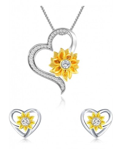 Sunflower Pendant Necklace and Earrings Set for Women Girlfriend on Christmas Valentines Day $47.10 Jewelry Sets