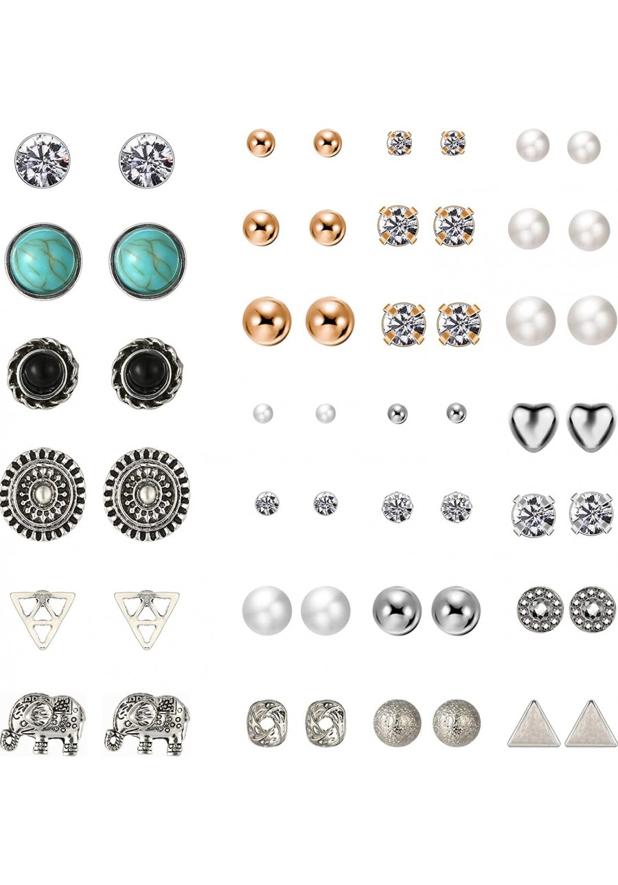 27 Pairs Multiple Stud Earrings Set Cute Vintage Earrings for Girls Women Men $10.37 Stud