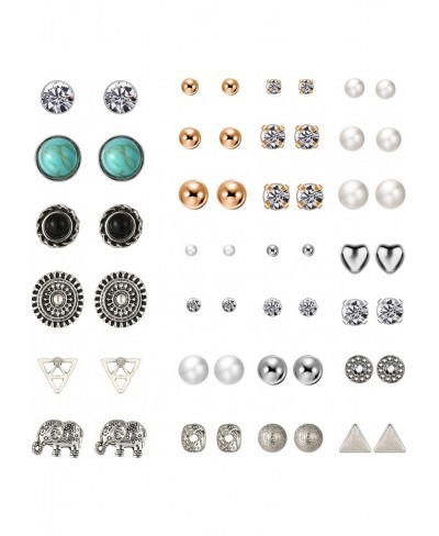 27 Pairs Multiple Stud Earrings Set Cute Vintage Earrings for Girls Women Men $10.37 Stud