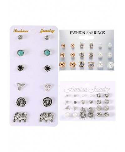 27 Pairs Multiple Stud Earrings Set Cute Vintage Earrings for Girls Women Men $10.37 Stud