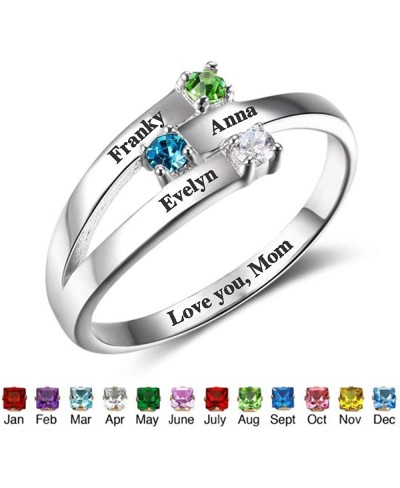 Personalized Mothers Ring with 3 Birthstones Custom Engraved Family Rings with Names for Anniversary $28.94 Wedding Bands