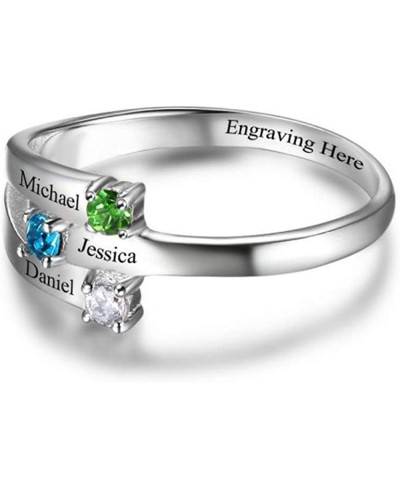 Personalized Mothers Ring with 3 Birthstones Custom Engraved Family Rings with Names for Anniversary $28.94 Wedding Bands