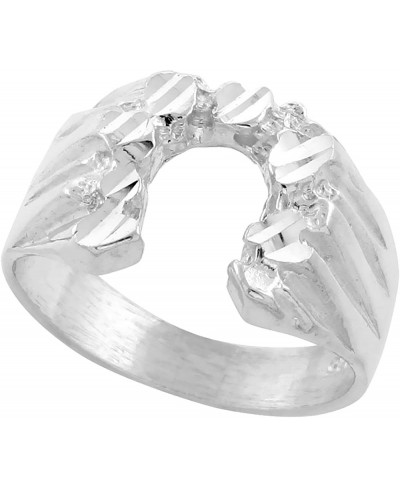 Sterling Silver Horseshoe Ring Nugget Pattern Diamond Cut Finish 9/16 inch Wide Sizes 8-13 $22.59 Statement