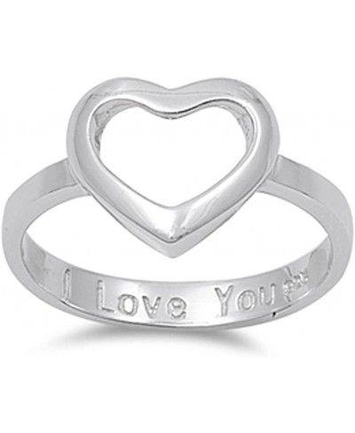 Women's I Love You Cutout Heart Ring New .925 Sterling Silver Band Sizes 4-10 $18.29 Bands