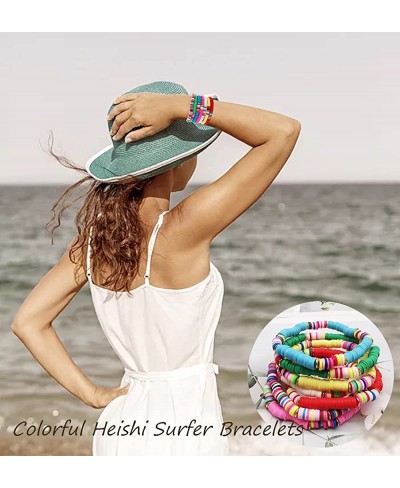 15Pcs Colorful Surfer Stretch Bracelet for Women Stackable Rainbow Vinyl Beaded Stretch Bracelets Elastic Layering Friendship...