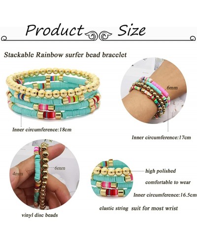 15Pcs Colorful Surfer Stretch Bracelet for Women Stackable Rainbow Vinyl Beaded Stretch Bracelets Elastic Layering Friendship...