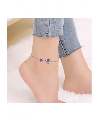 Hummingbird Anklet for Women Girls Sterling Silver Hummingbird and Daisy Flower Ankle Bracelets Link Chain Anklets $33.91 Ank...