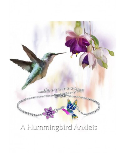 Hummingbird Anklet for Women Girls Sterling Silver Hummingbird and Daisy Flower Ankle Bracelets Link Chain Anklets $33.91 Ank...