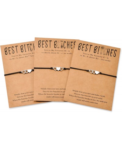 Best Friend Bracelets for 3 Matching Heart Friendship Bracelet for Sisters Handmade Adjustable Cord Long Distance Bracelet St...