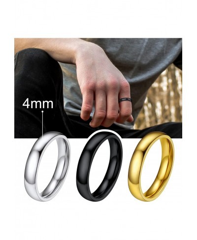 Band Rings 2/4/6/8 mm Width Stainless Steel/18K Gold Plated Polished Wedding Bands for Men Woman Personalized Customizable Gi...