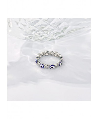 Evil Eye Ring for Women 18K White Gold Plated Evil Eye Band Cubic Zirconia Braided Engagement Promise Statement Ring Jewelry ...