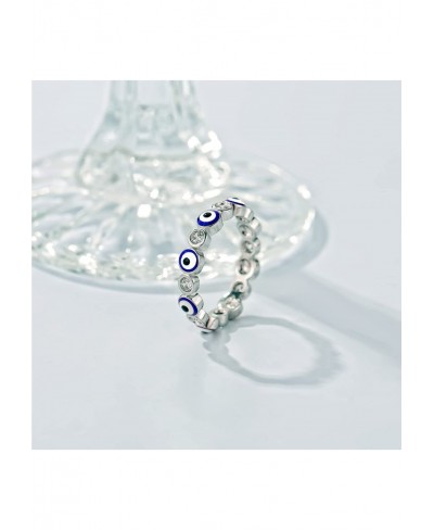 Evil Eye Ring for Women 18K White Gold Plated Evil Eye Band Cubic Zirconia Braided Engagement Promise Statement Ring Jewelry ...