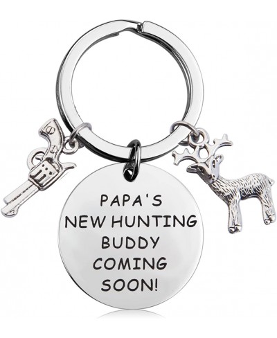 Papa's New Hunting Buddy Coming Soon Keychain New Grandpa Gift Grandpa to Be Birth Announcement Gift $18.30 Pendants & Coins