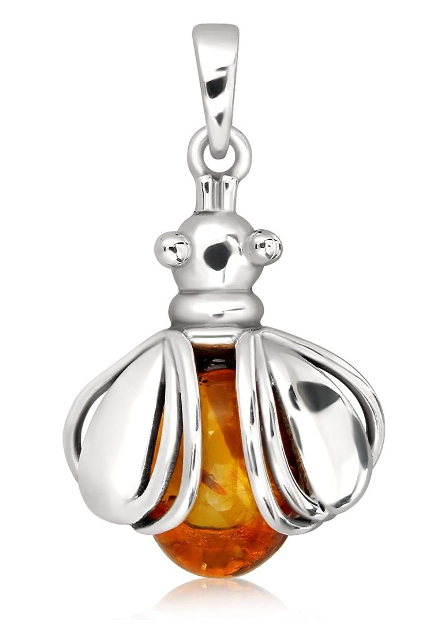 925 Sterling Silver Flying Ladybug Natural Oval Baltic Amber Pendant $28.27 Pendants & Coins