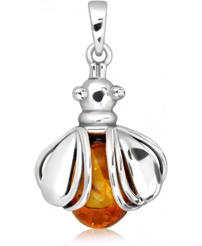 925 Sterling Silver Flying Ladybug Natural Oval Baltic Amber Pendant $28.27 Pendants & Coins