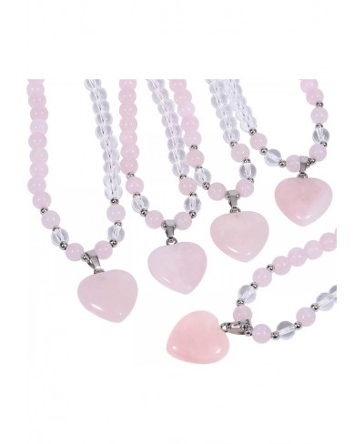 Love Heart Crystal Pendant Necklace for Women Men Healing Polished Round Stone Bead Necklace for Unisex 19 $20.74 Pendant Nec...