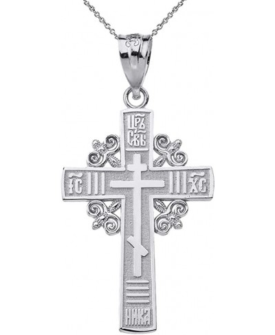 925 Sterling Silver Russian Orthodox IC XC NIKA Cross Pendant Necklace $29.55 Pendant Necklaces