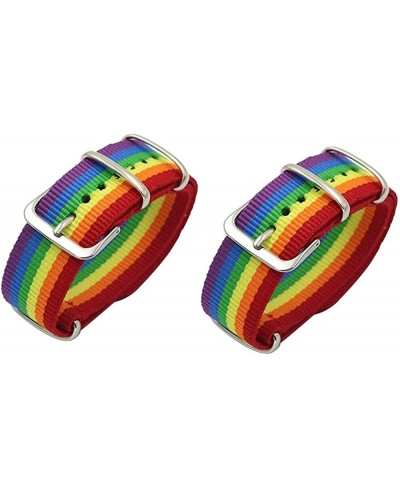 2Pcs Rainbow Bracelet Nylon Watch Band Nepal Rainbow Bracelets Couple Friendship Girls Pride Woven Jewelry Gift LGBT Pride Br...