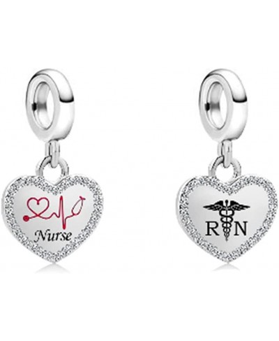 Heart Nurse Nursing RN Registered Caduceus Love Crystal Charm Beads for Bracelets $15.59 Charms & Charm Bracelets
