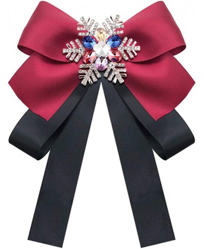 Christmas Bow Tie for Women Neck Tie of the Rhinestone Pre-Tied Ribbon Bow Collar Brooch Pin $13.44 Brooches & Pins