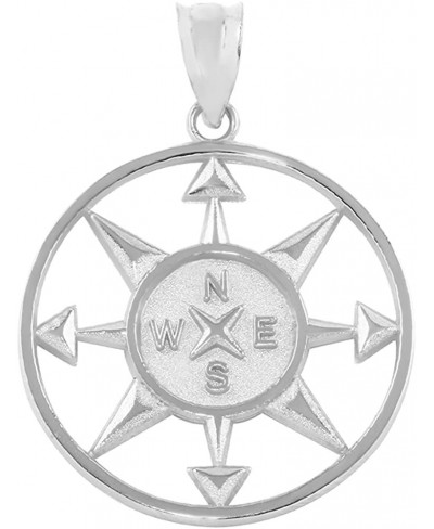 925 Sterling Silver Compass Navigation Round Pendant $14.80 Pendants & Coins