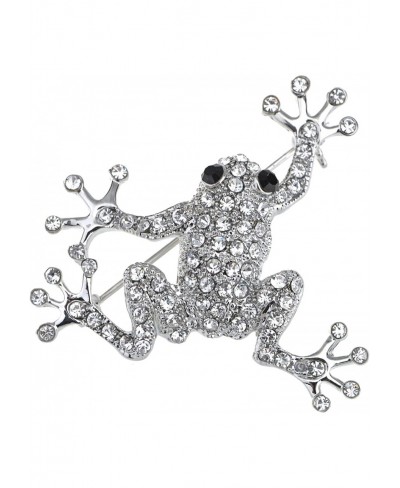 Silvery Tone Clear Crystal Colored Rhinestones Frog Toad Brooch Pin $20.20 Brooches & Pins