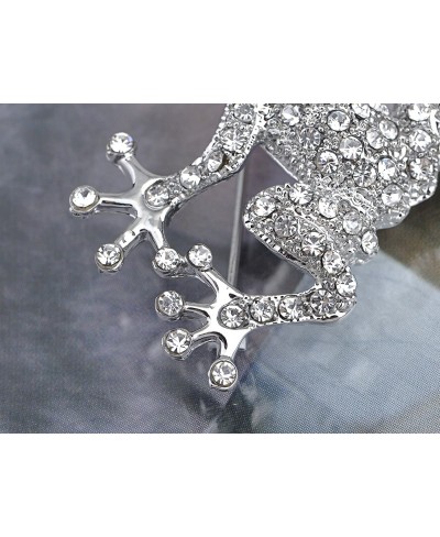 Silvery Tone Clear Crystal Colored Rhinestones Frog Toad Brooch Pin $20.20 Brooches & Pins