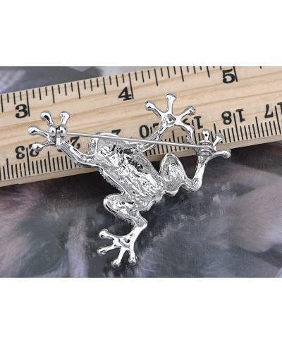 Silvery Tone Clear Crystal Colored Rhinestones Frog Toad Brooch Pin $20.20 Brooches & Pins