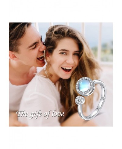 Anxiety Ring Sterling Silver Fidget Ring Spinner Ring Adjustable Rings for Women Worry Band Rings $29.15 Bands