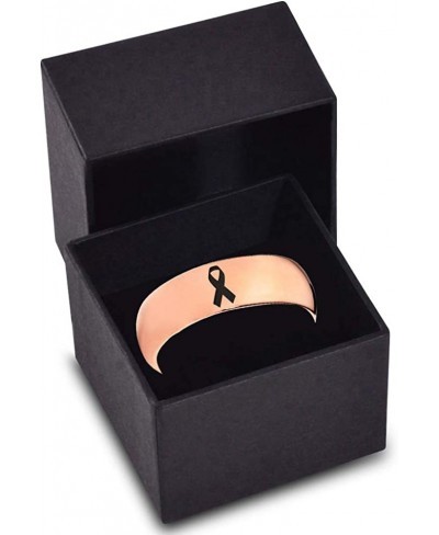 Awareness Ribbon Symbol Ring - Tungsten Band 8mm - Men - Women - 18k Rose Gold Step Bevel Edge - Yellow - Grey - Blue - Black...