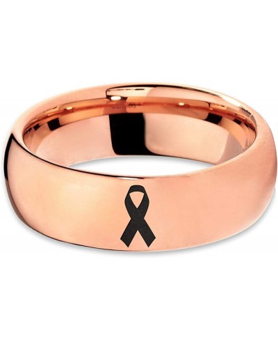 Awareness Ribbon Symbol Ring - Tungsten Band 8mm - Men - Women - 18k Rose Gold Step Bevel Edge - Yellow - Grey - Blue - Black...