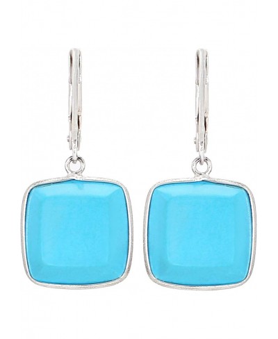 925 Silver with White Rhodium Plating Turquoise Dangle Earrings for Girls and Women Fine Jewellery $49.62 Drop & Dangle