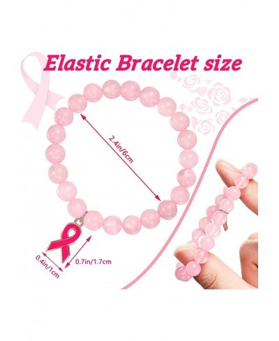 8 Pieces Breast Cancer Awareness Bracelet Breast Cancer Bracelets Pink Beaded Bracelets Stretchy Bracelet $13.43 Stretch